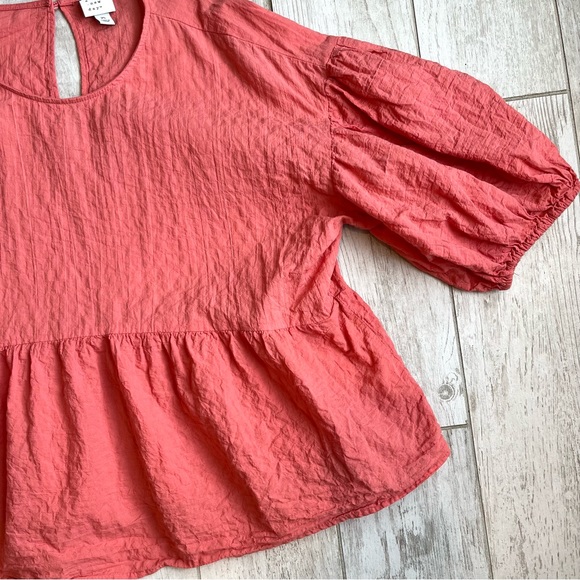 LAST CHANCE A New Day | Puff Sleeve Baby Doll Blouse Coral - Picture 3 of 5